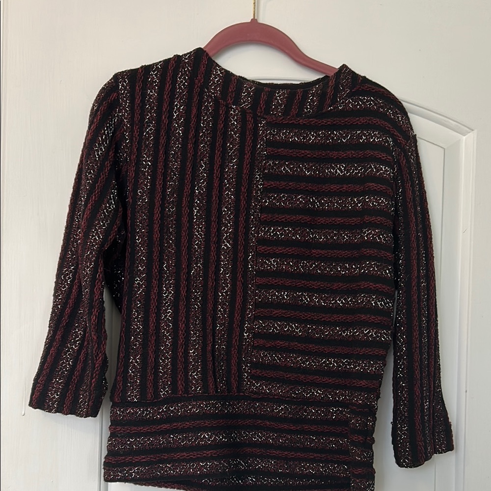 Akemi & Kin Striped Black and Red Sweater
